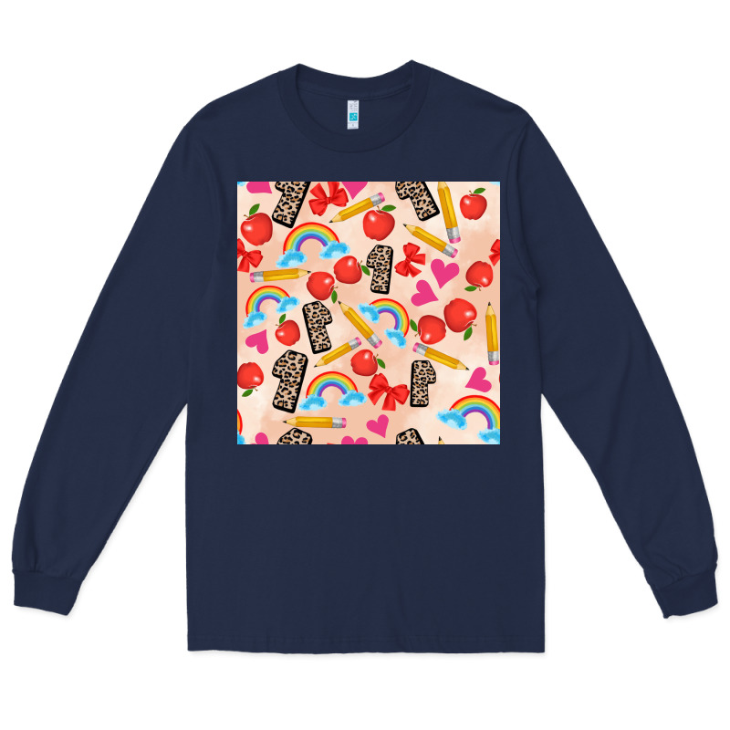 Back To School Seamless Pattern 1 (3600x3600) Long Sleeve Tee by AdoDesignShop | Teevron