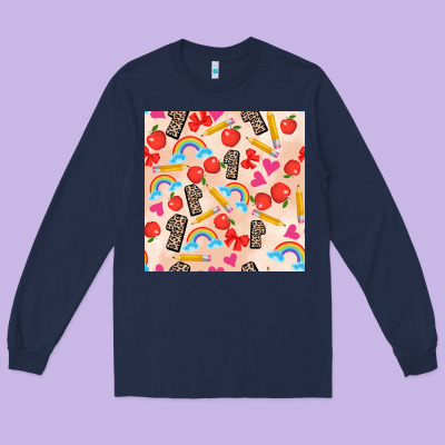 Back To School Seamless Pattern 1 (3600x3600) Long Sleeve Tee Designed By Adodesignshop
