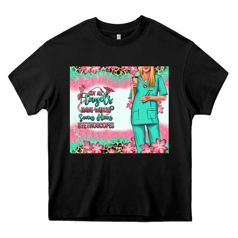 Not All Angels Have Wings Blonde Nurse Heavy Core Tee by RanaPortraitStore | Teevron