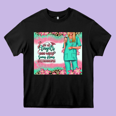 Heavy Core Tee not all angels have wings blonde nurse