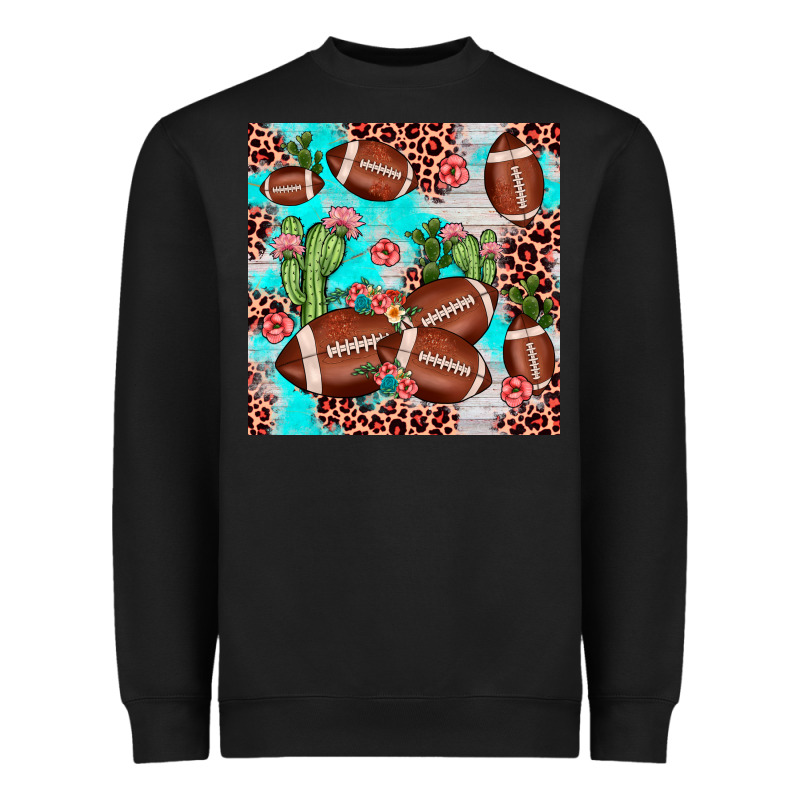 Football Leopard Cactus Seamless Pattern Heavyweight Sweatshirt by JahusDesignShop | Teevron