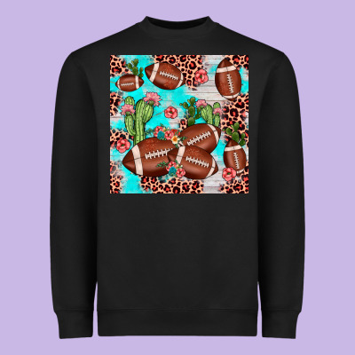 Football Leopard Cactus Seamless Pattern Heavyweight Sweatshirt Designed By Jahusdesignshop