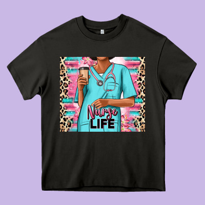 Heavy Core Tee nurse life afro woman