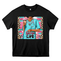 Black nurse life afro woman Heavy Core Tee - RanaPortraitStore