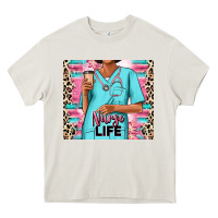 Cream nurse life afro woman Heavy Core Tee - RanaPortraitStore