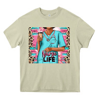 Mossy nurse life afro woman Heavy Core Tee - RanaPortraitStore