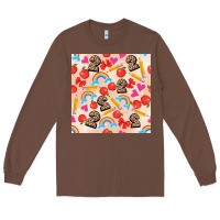 Chestnut back to school seamless pattern 2 (3600x3600) Long Sleeve Tee - AdoDesignShop