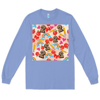 Colony Blue back to school seamless pattern 2 (3600x3600) Long Sleeve Tee - AdoDesignShop