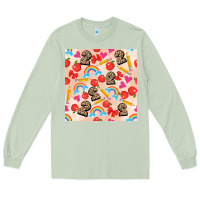 Matcha back to school seamless pattern 2 (3600x3600) Long Sleeve Tee - AdoDesignShop