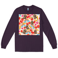 Plum back to school seamless pattern 2 (3600x3600) Long Sleeve Tee - AdoDesignShop