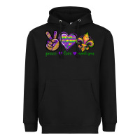Black Peace Love Mardi Gras Heavyweight Hoodie - BundleAndBundleShop