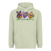 Matcha Peace Love Mardi Gras Heavyweight Hoodie - BundleAndBundleShop