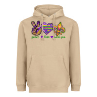 Mushroom Peace Love Mardi Gras Heavyweight Hoodie - BundleAndBundleShop