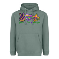 Sage Peace Love Mardi Gras Heavyweight Hoodie - BundleAndBundleShop