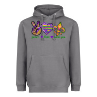 Peace Love Mardi Gras Heavyweight Hoodie | Teevron