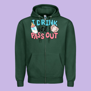 I Drink Until I Pass Out Baby Zipper Hoodie Designed By Maliassmallbusiness