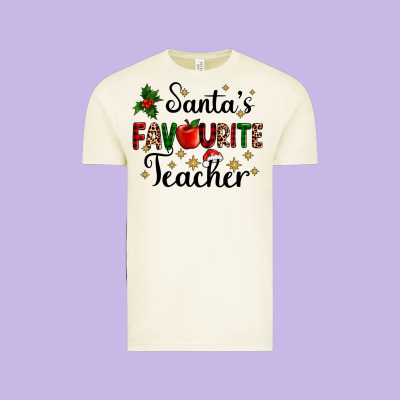 Santas Favourite Teacher Vintage Tee Designed By Adodesignshop