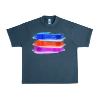 Midnight Navy Blue Orange Purple Colored Triple Brush Strokes Urban Heavy Tee - Bettercallsaul
