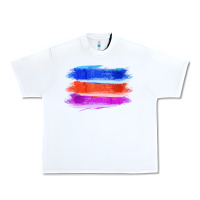 White Blue Orange Purple Colored Triple Brush Strokes Urban Heavy Tee - Bettercallsaul