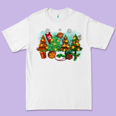 Christmas Trees With Basketball Premium Tee Designed By Zillion Design Studio