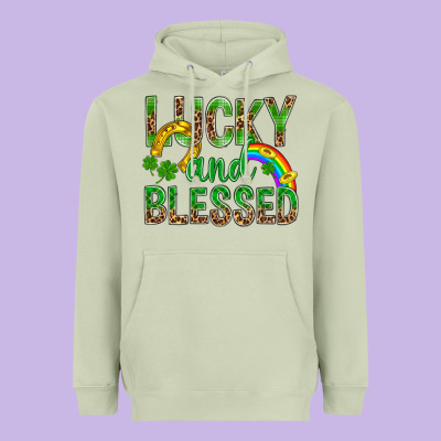 Lucky And Blessed St Patricks Heavyweight Hoodie Designed By Bundleandbundleshop