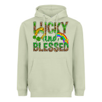 Matcha Lucky And Blessed St Patricks Heavyweight Hoodie - BundleAndBundleShop