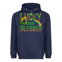 Navy Lucky And Blessed St Patricks Heavyweight Hoodie - BundleAndBundleShop