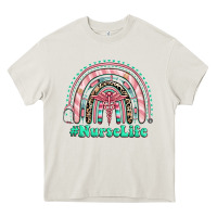 Cream nurse life rainbow Heavy Core Tee - RanaPortraitStore