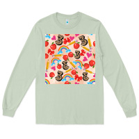 Matcha back to school seamless pattern 3 (3600x3600) Long Sleeve Tee - AdoDesignShop
