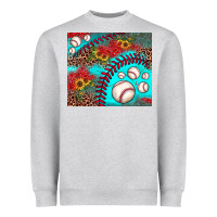 Heather Grey baseball leopard turquoise sunflower Heavyweight Sweatshirt - JahusDesignShop