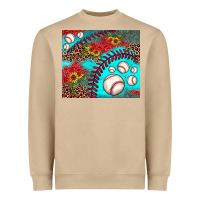 Baseball Leopard Turquoise Sunflower Heavyweight Sweatshirt | Teevron