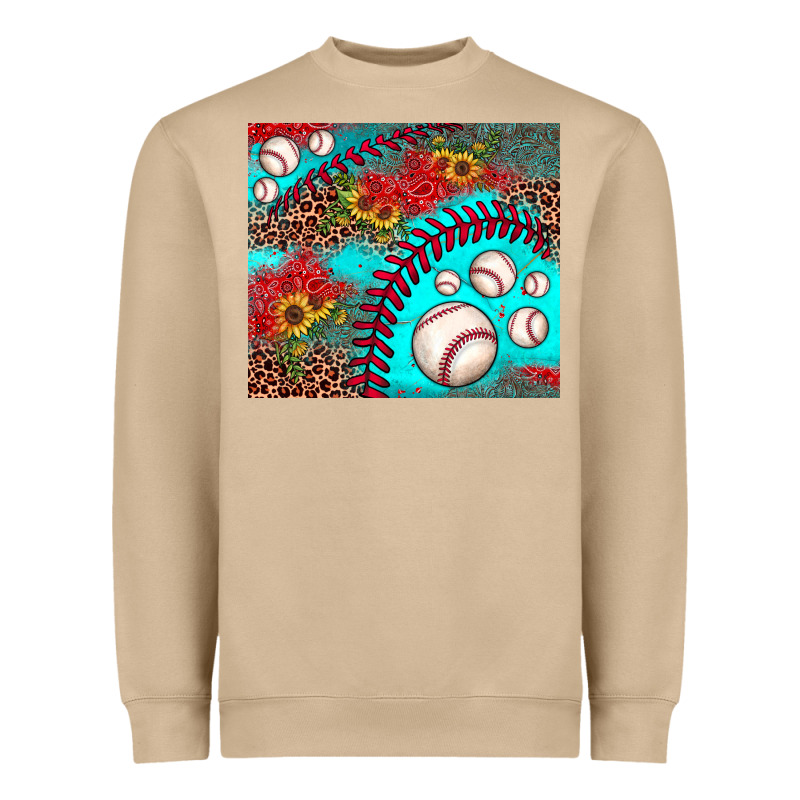 Baseball Leopard Turquoise Sunflower Heavyweight Sweatshirt by JahusDesignShop | Teevron