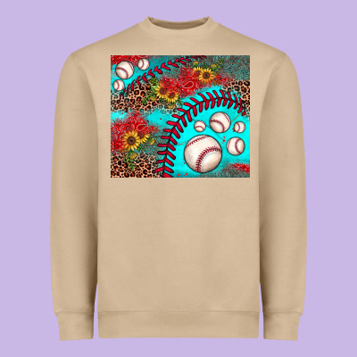 Baseball Leopard Turquoise Sunflower Heavyweight Sweatshirt Designed By Jahusdesignshop