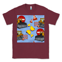 Burgundy bulldozer seamles pattern Classic Tee - BundleAndBundleShop