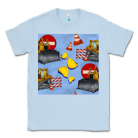 Dusty Blue bulldozer seamles pattern Classic Tee - BundleAndBundleShop