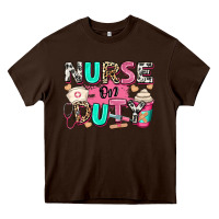 Chocolate Brown nurse on duty Heavy Core Tee - RanaPortraitStore