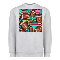 Heather Grey football leopard turquoise seamless pattern Heavyweight Sweatshirt - JahusDesignShop