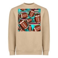 Mushroom football leopard turquoise seamless pattern Heavyweight Sweatshirt - JahusDesignShop