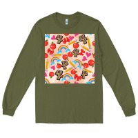 Army Green back to school seamless pattern 4 (3600x3600) Long Sleeve Tee - AdoDesignShop