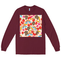 Burgundy back to school seamless pattern 4 (3600x3600) Long Sleeve Tee - AdoDesignShop