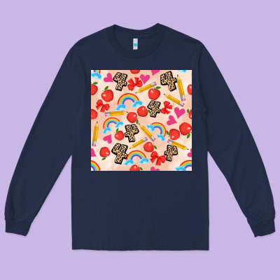 Back To School Seamless Pattern 4 (3600x3600) Long Sleeve Tee Designed By Adodesignshop