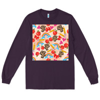 Plum back to school seamless pattern 4 (3600x3600) Long Sleeve Tee - AdoDesignShop