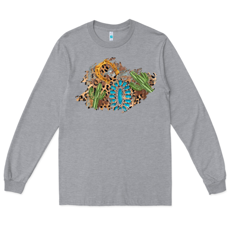 Horseshoe Leopard Gemstone Cactus Patch Long Sleeve Tee by AdoDesignShop | Teevron