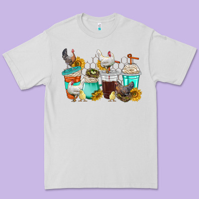 Chicken Coffee Cups Premium Tee Designed By Texasbilliewilder