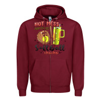 Burgundy hot mess always stressed softball mama stanley cup Zipper Hoodie - MaliasSmallBusiness