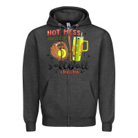 Charcoal Heather hot mess always stressed softball mama stanley cup Zipper Hoodie - MaliasSmallBusiness
