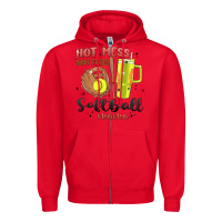 Red hot mess always stressed softball mama stanley cup Zipper Hoodie - MaliasSmallBusiness