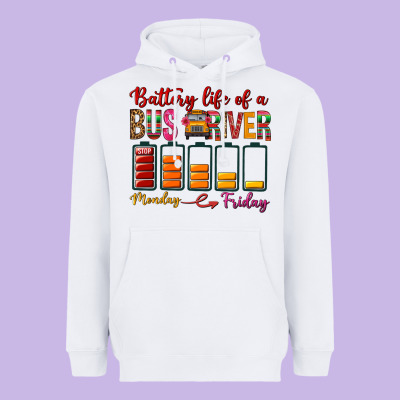 Battery Life Of A Bus Driver Heavyweight Hoodie Designed By Bundleandbundleshop