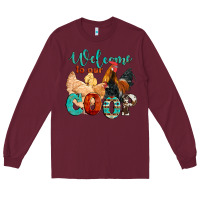 Burgundy welcome to our coop Long Sleeve Tee - Artiststas