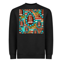 Black football leopard turquoise gemstone sunflower seamless pattern Heavyweight Sweatshirt - JahusDesignShop